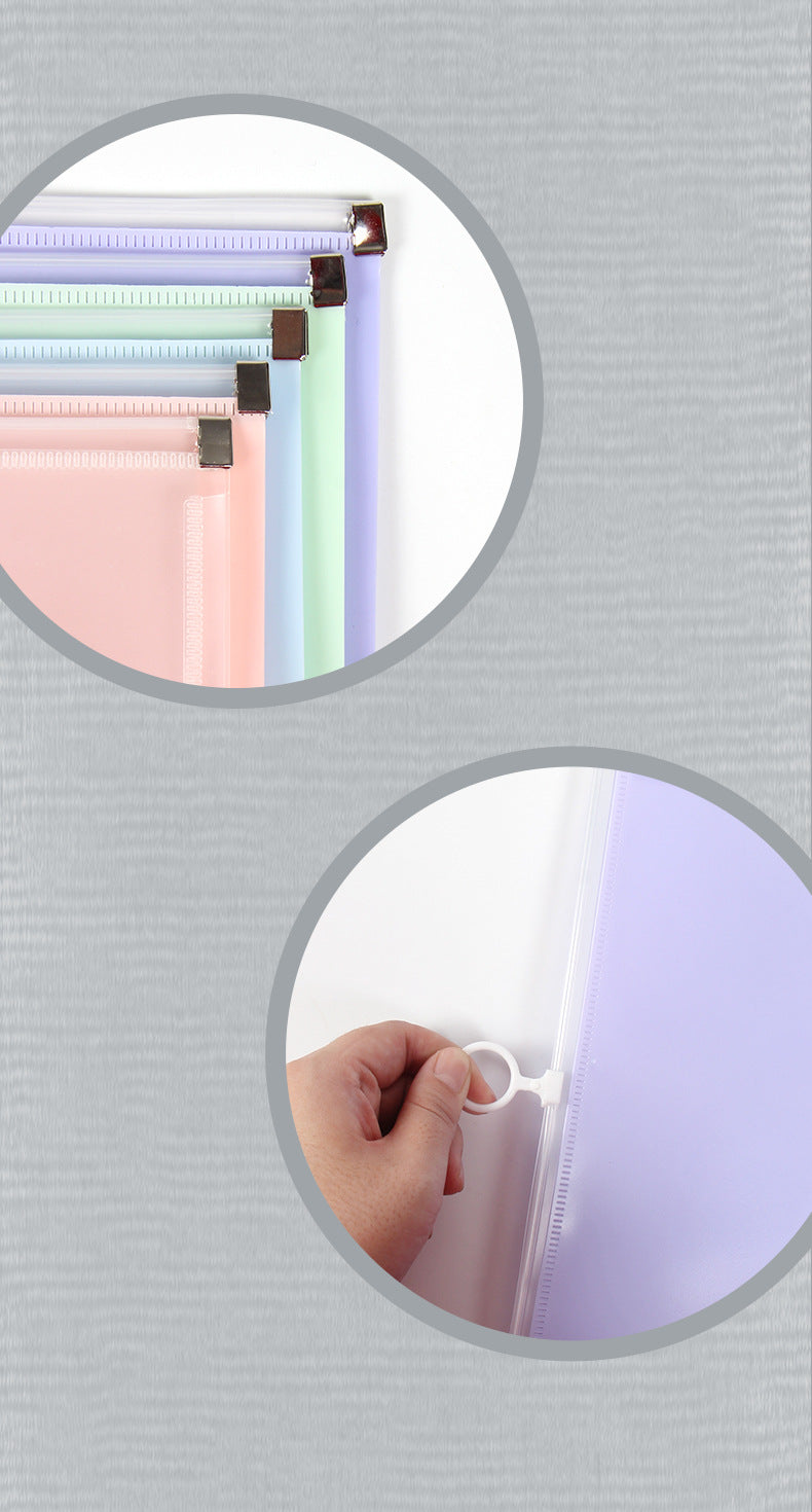 Colorful Zip Plastic Envelopes A5 Zipper Document Folder Letter File Folders Expanding Envelope