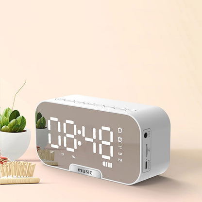 2000 mAh Digital LED Mirror Radio Alarm Clock Wireless Speaker W/Phone Bracket