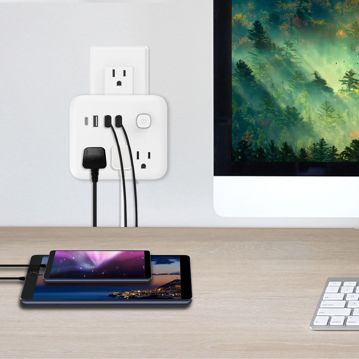 7" 1 Multi Wall Outlet Splitter w/ 180° Rotating Plug