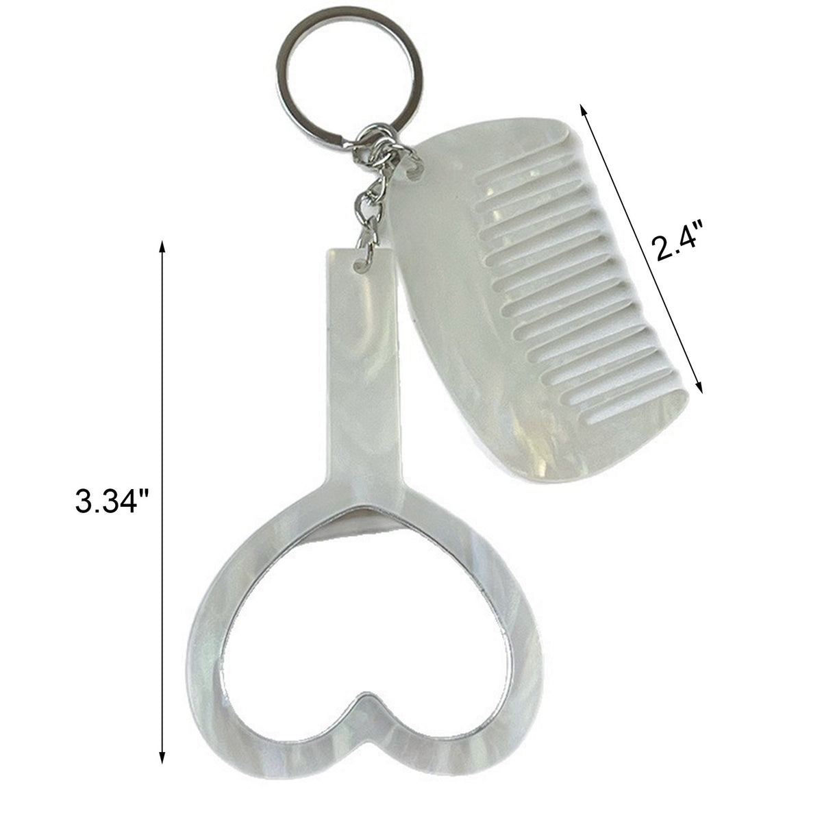 Love Heart Shaped Mirror and Comb Set Purse Pendant