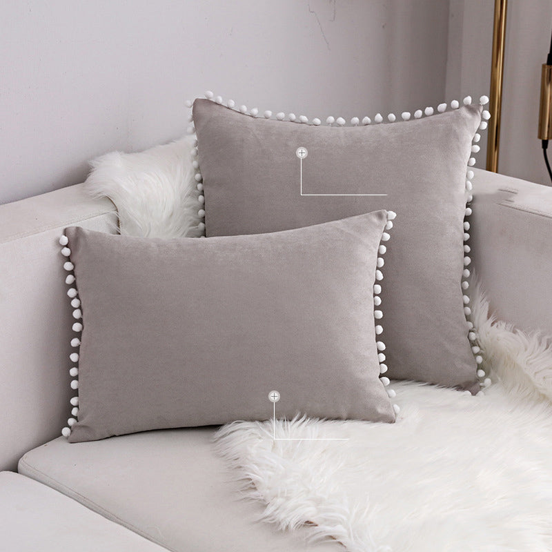 15 x 8" Pompoms Pillowcase Velvet Ball Tassel Trimmed Pillowshams Pompom Fringe Cute Pillowcase