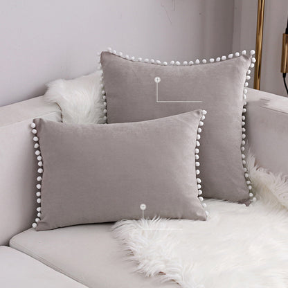 15 x 8" Pompoms Pillowcase Velvet Ball Tassel Trimmed Pillowshams Pompom Fringe Cute Pillowcase