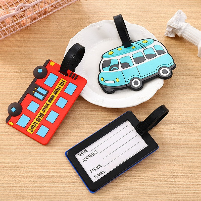 Custome Car Shaped 3D Raised Soft PVC Luggage Tag For Suitcase Travel Baggage
