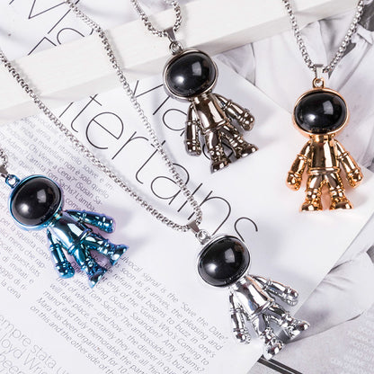 Titanium Steel The Universe Dream Astronaut Pendant Necklace