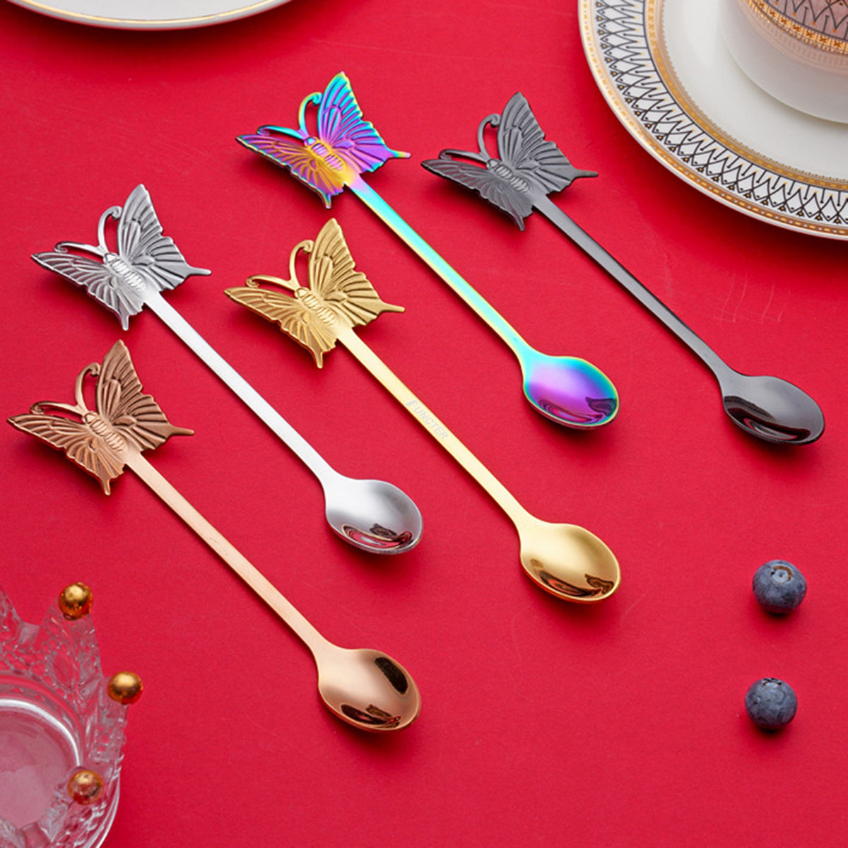304 Stainless Steel Butterfly Hanging Spoon Coffee Tea Stirring Spoon