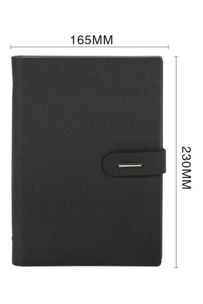 Cloth Grain PU Leather Binder/A5 Loose-leaf Notebook W/A Pen Holder & Card Holder