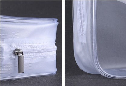 PVC Zippered Toiletry Makeup Bag 7.87''L 2.56''W 5.32''H (Large)