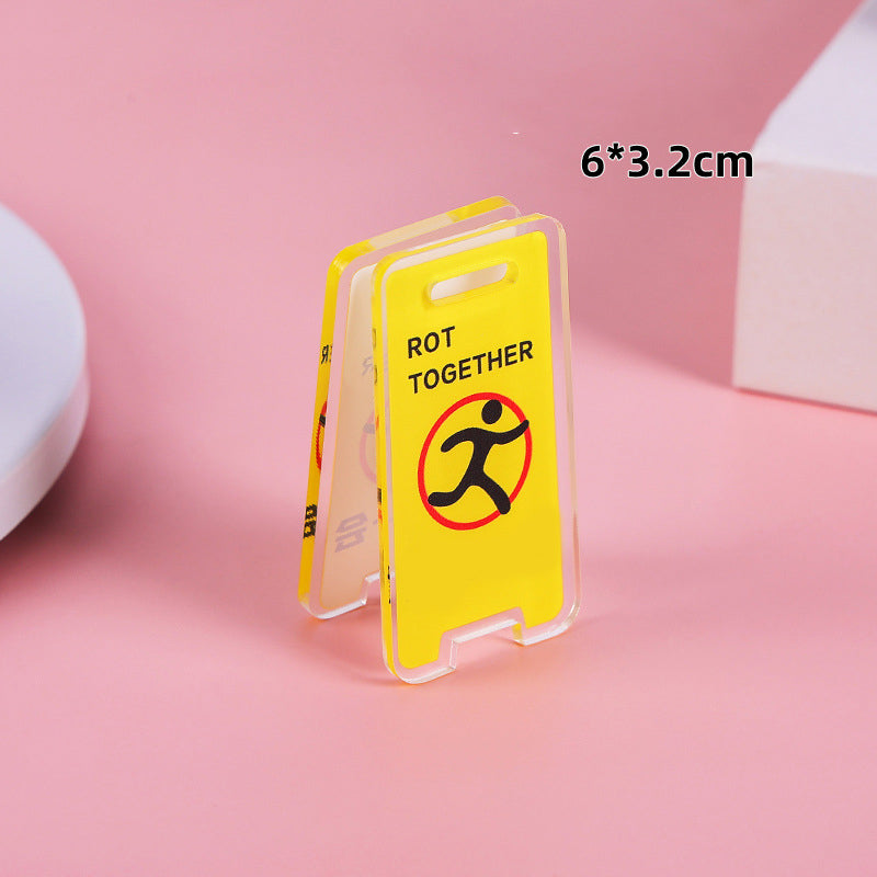 Warning Sign Shaped Acrylic Album Clip Bag Binder Sealing Clip Food Bag Clamp-Two Sides Printing