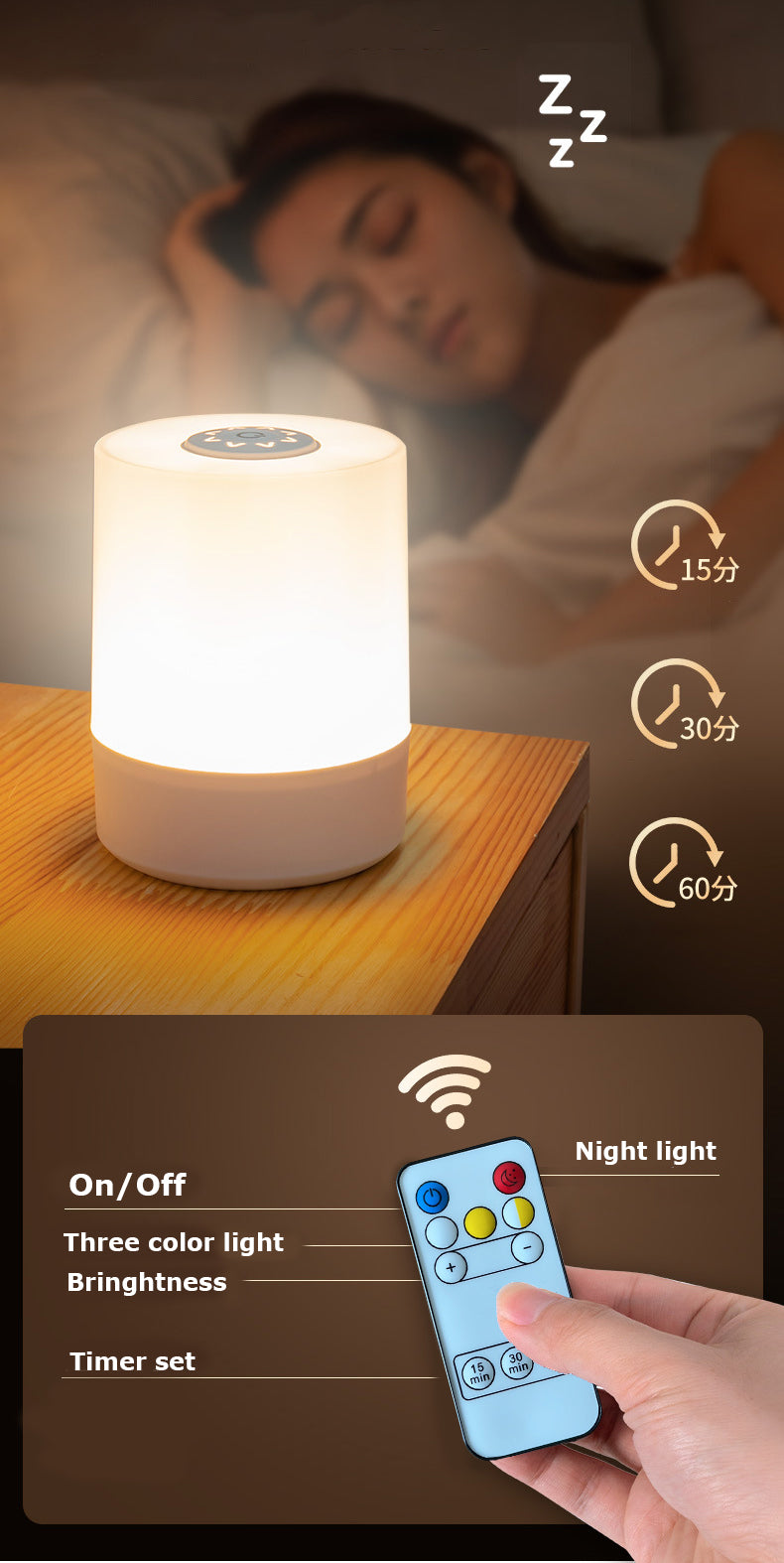 LED Touch Night Light for Kids, Nursing Lamp With Built-in Rechargeable Battery-Remote Control