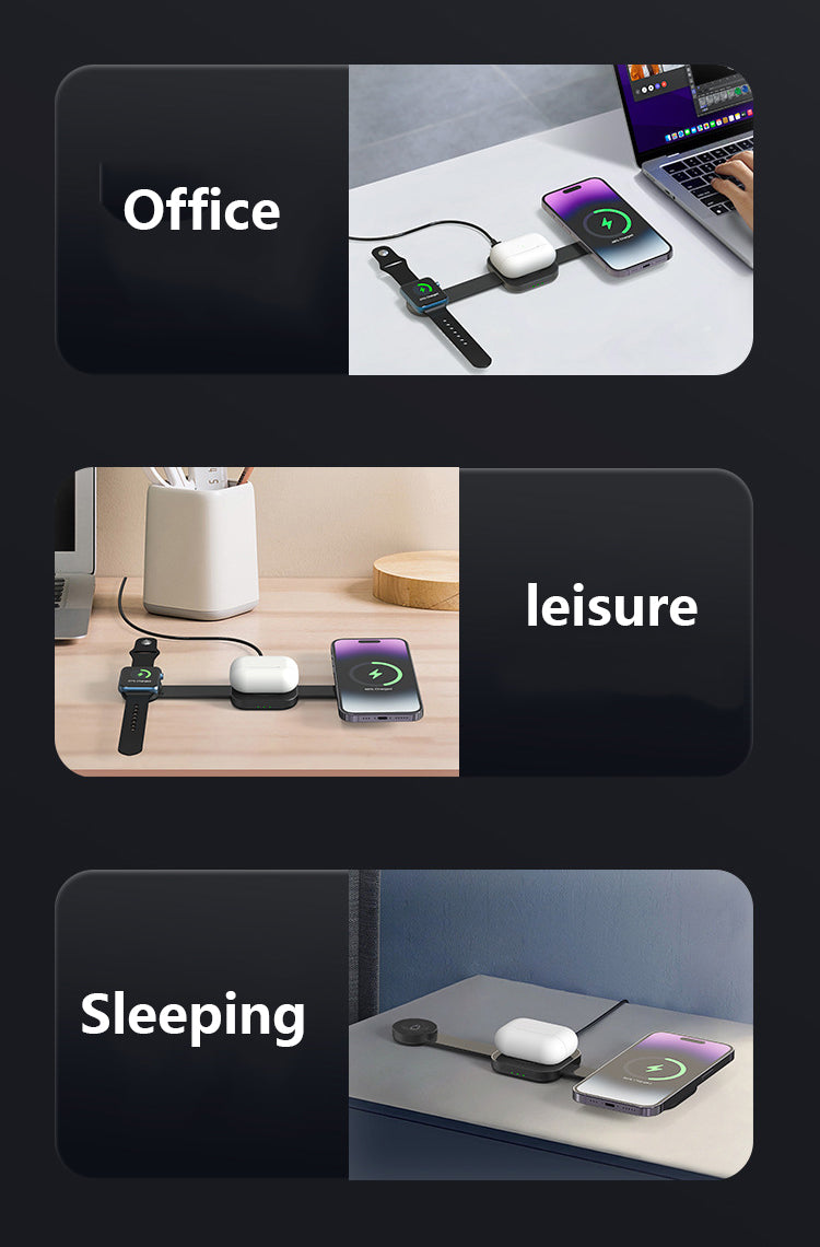Engraved 3" 1 Foldable Magnetic Wireless Charger Wireless Charging Pad For Multiple Devices