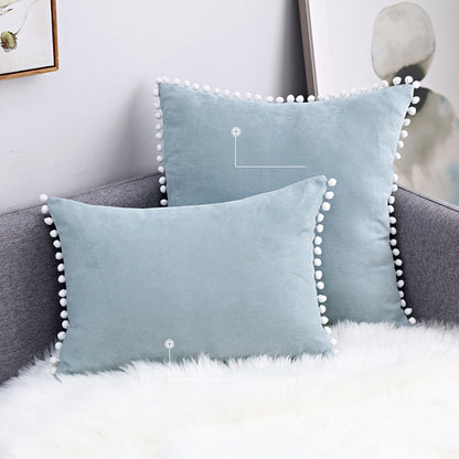 15 x 8" Pompoms Pillowcase Velvet Ball Tassel Trimmed Pillowshams Pompom Fringe Cute Pillowcase