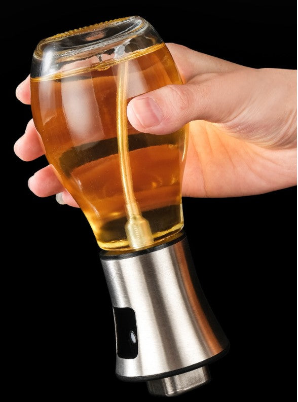 6.7oz Stainless Steel Press Type Oil Bottle