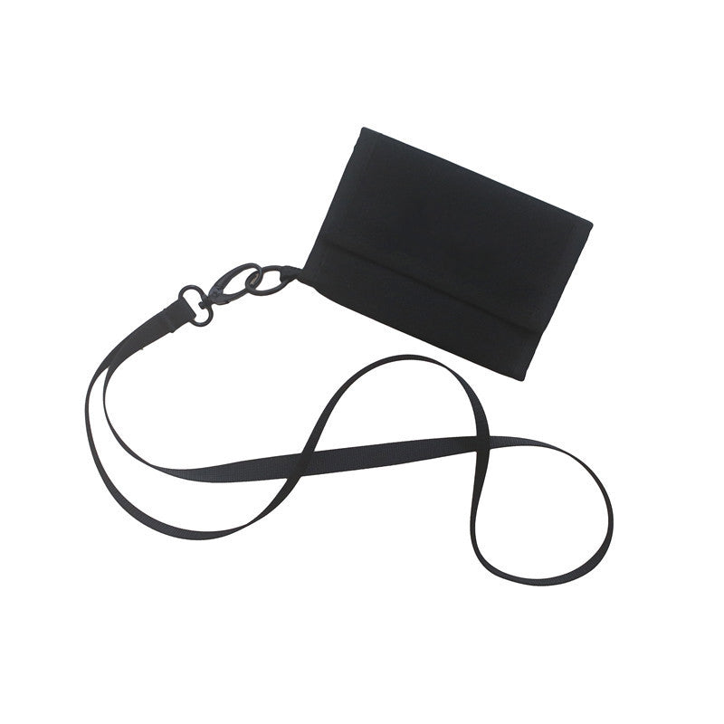 Trifold Biker's Silm Portable Neck Wallet Cards Holder W/Hanging Lanyard Oxford Neck Purse