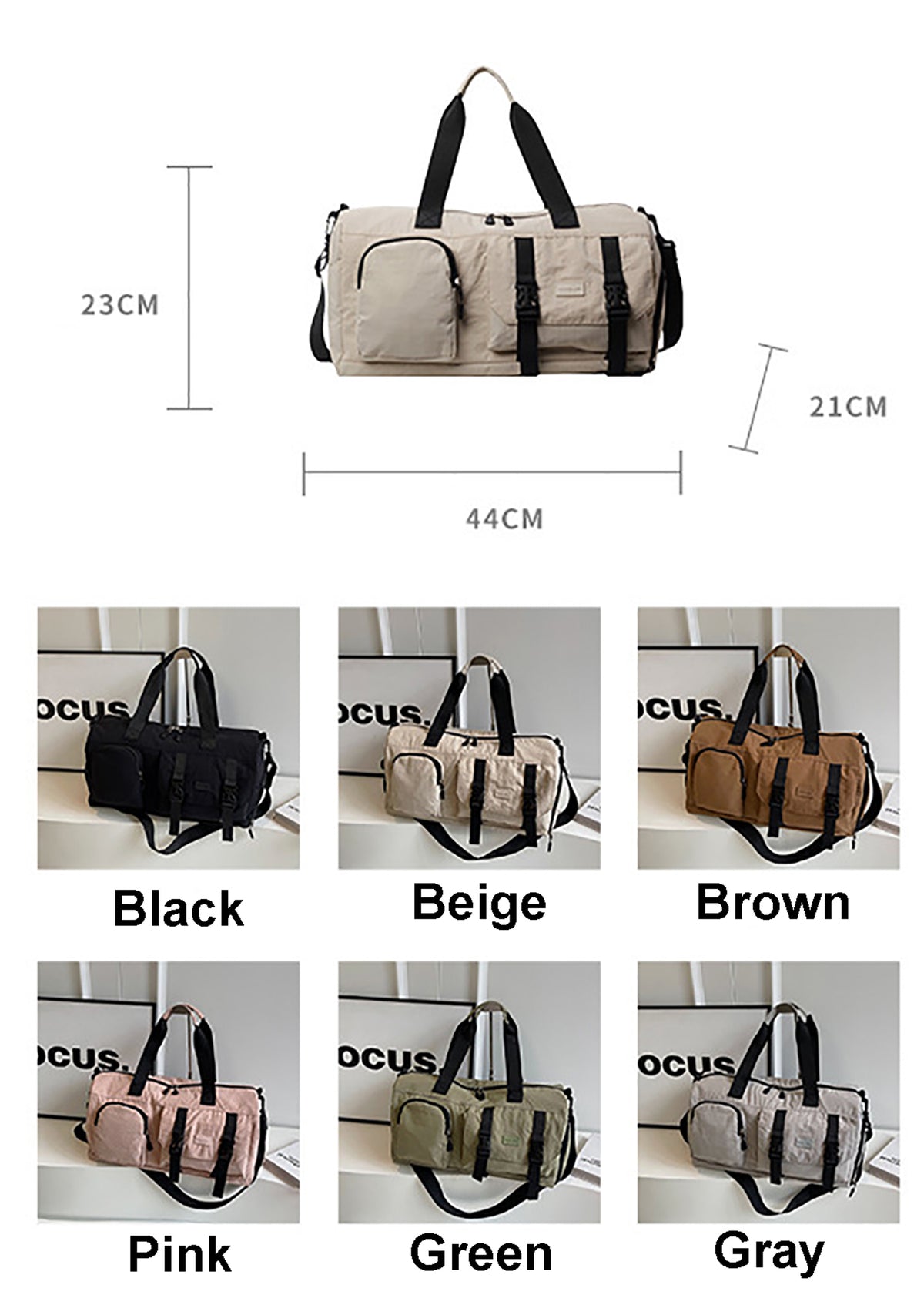 Travel Duffel Bag Sport Gym Bag Polyester Tote Bag Swimming Bag with Shoe Pouch&Wet Pocket