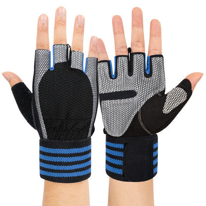 Weight Lifting Half Finger Gloves for Exercise Wrist Wraps Gym Gloves Full Palm Protection Wrister