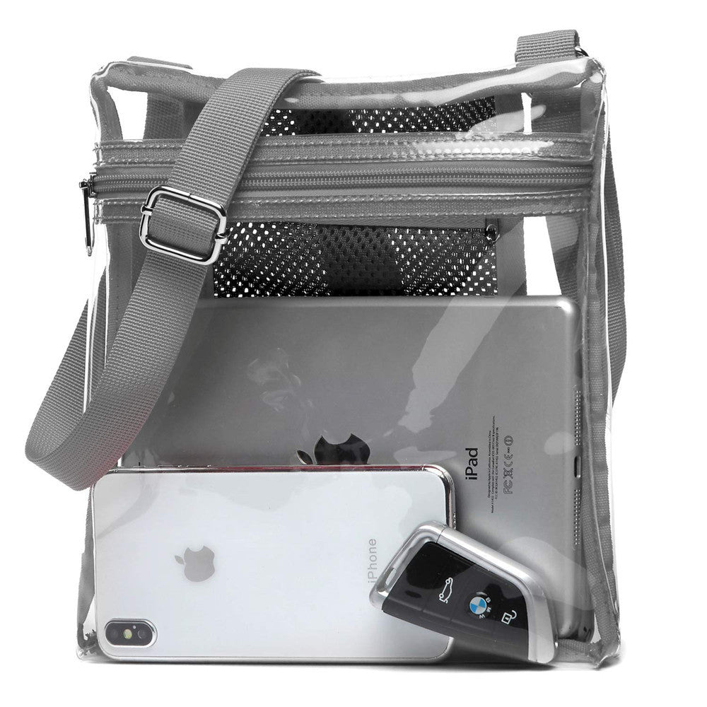 Women`s PVC Transparent Shoulder Bag Clear Crossbody Bag with Strap Stadium Approved Bag