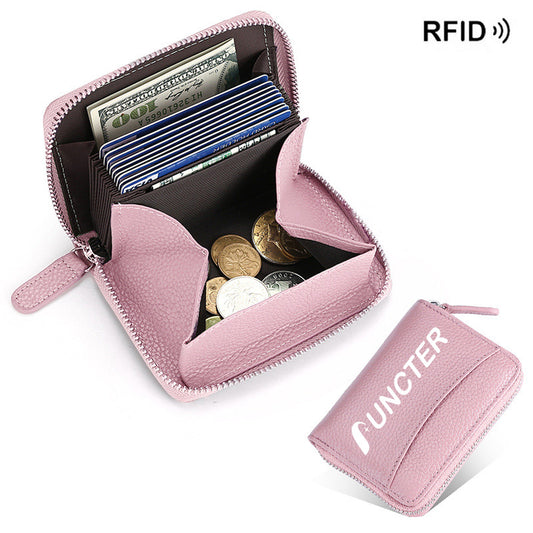 Top-Grain Cowhide RFID Blocking Card Holder & Coin Purse