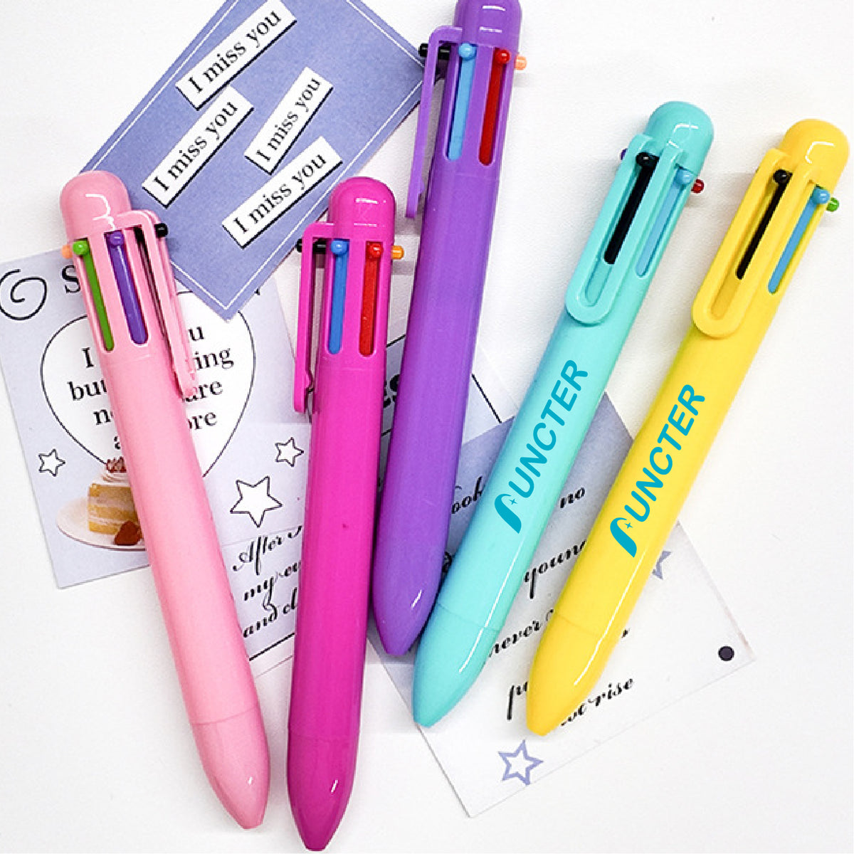 6-Color Click Pen Solid Color Pen Barrel Original Retractable Ballpoint Pen