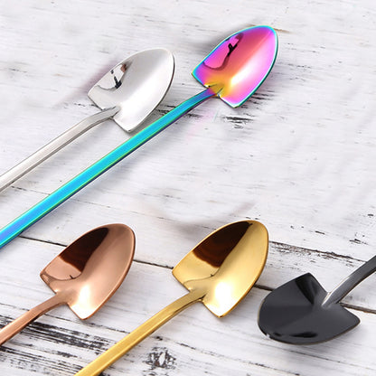 304 Stainless Steel Long Handle Shovel-Shaped Ice Cream Scoop Dessert Spoon