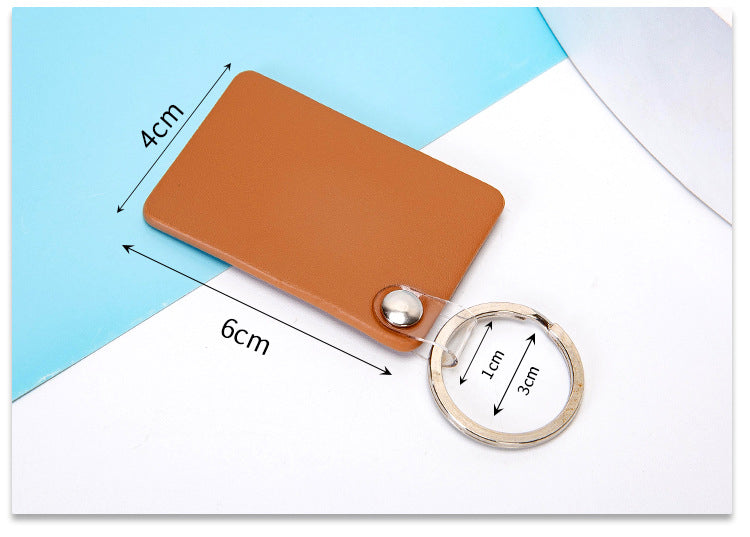 Rectangle PU Leather Keychain for Car Home Key Ring Strap Holder Lanyard Universal Key Fob Keychain