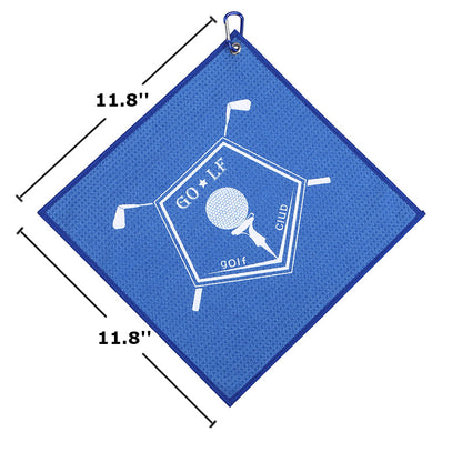 11.8 x 11.8" Polyester Waffle Pattern Golf Towel W/Heavy Duty Carabiner Clip
