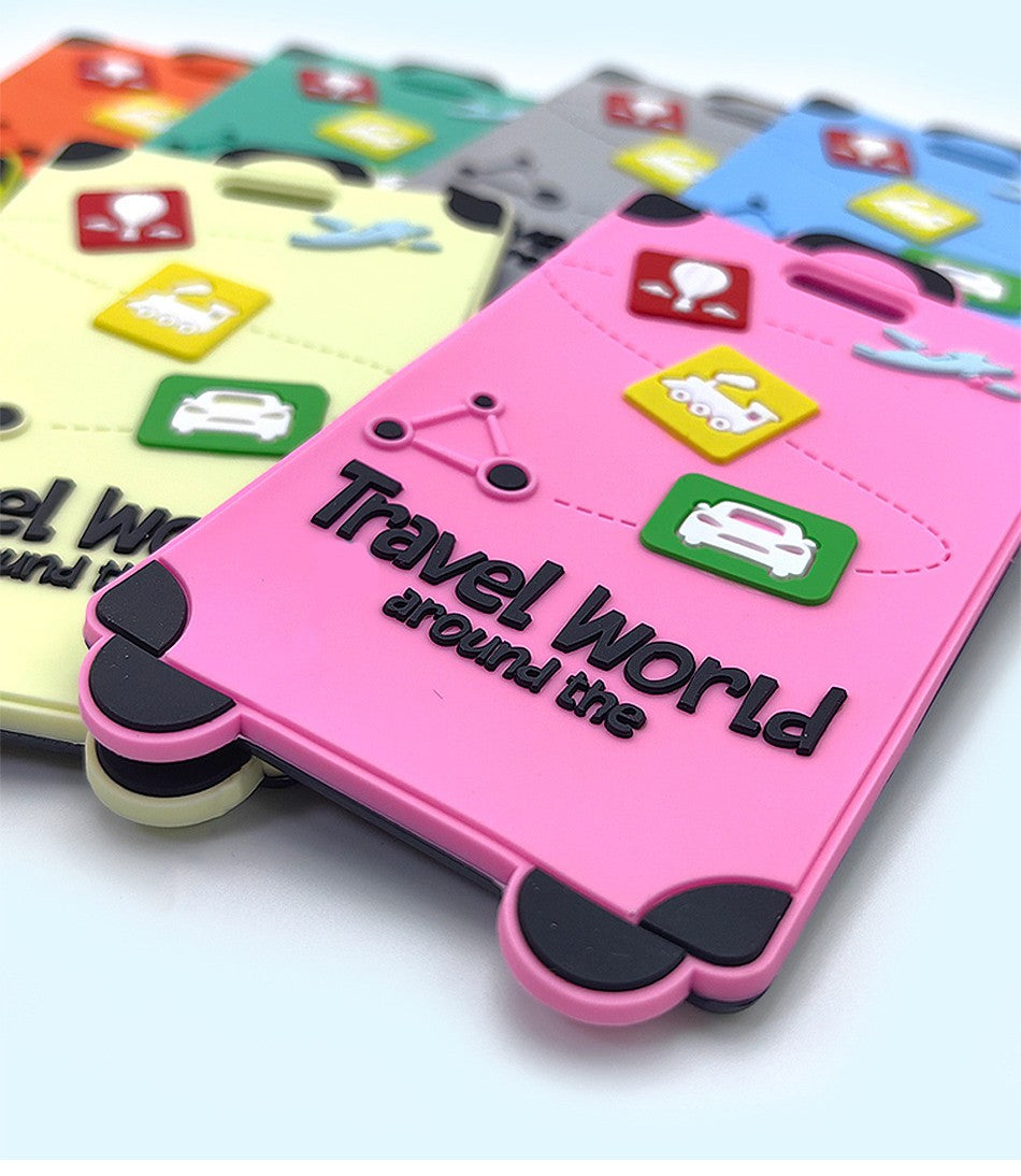 Custom Suitcase Shaped 3D Raised Soft PVC Luggage Tag For Travel Baggage Identification