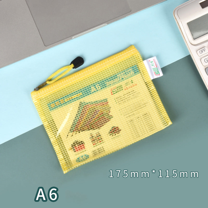 A6 Size Mesh Zipper Pouch Document Holder Bag File Document Pouch For School Office