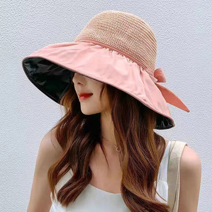 Women's Sun hat Sun Protection hat Women's Beach hat Wide Eaves Straw hat Foldable Sun hat