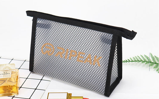 Waterproof Translucent Toiletry Pouch Bag Zipper Mesh Makeup Bag(Medium)