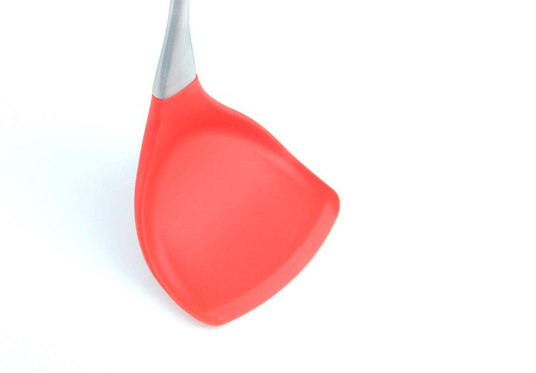 Silicone Solid Turner W/Stainless Steel Handle-Heat Resistant Silicone Tools Non-Stick Cookware