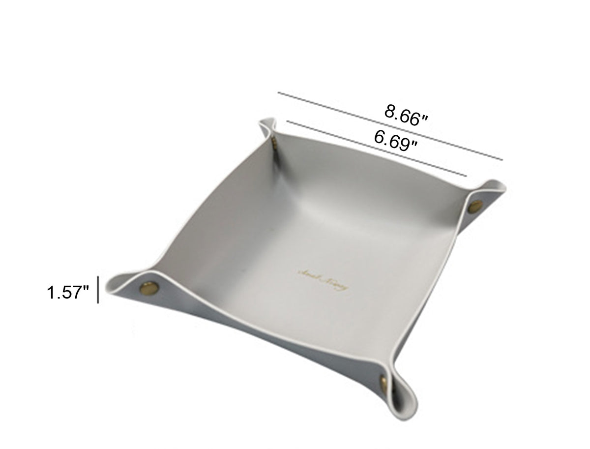 6.7'' x 6.7'' Foldable PVC Leather Desk Sundries Storage Tray