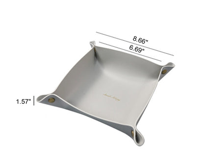 6.7'' x 6.7'' Foldable PVC Leather Desk Sundries Storage Tray
