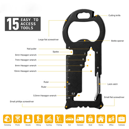 15" 1 Outdoor Stainless Steel Multitool Survival Card Repair Tool