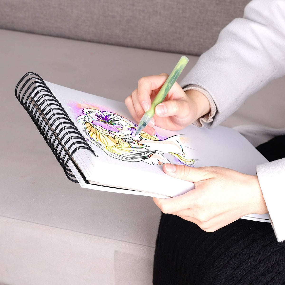 9"x12" Sketch Book 100 Sheets Sketch Pad Top Spiral Bound Drawing Book For Kids And Adults