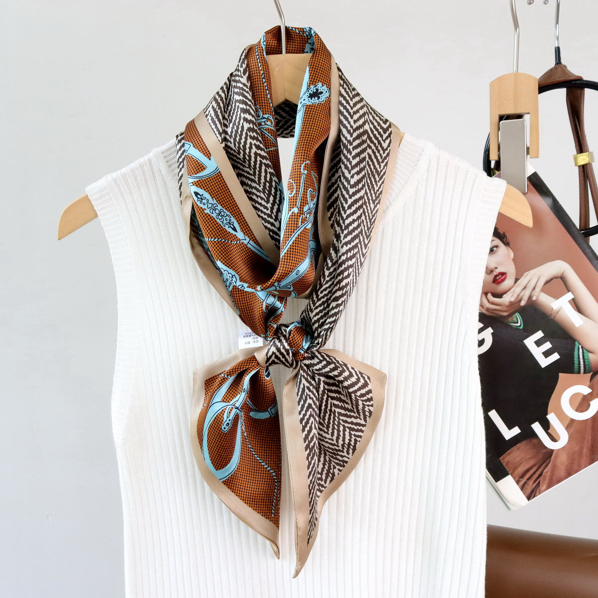 Custom 5.9" x 59" 100% Silk Long Neck Scarf Silk Handbag Wrap