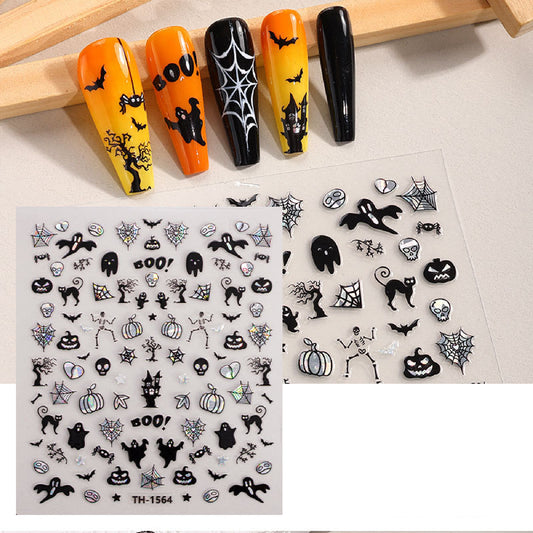 Ghost Sticker Halloween Nail Art Stickers Decals Self-Adhesive Nail Supplies Fingertip Art