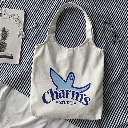 Canvas Grocery Shopping Tote Bag Single Shoulder Bag Daily Casual Bag For Students