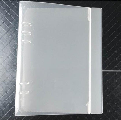A5 Clear Hard Cover Round Ring Binders 6-Ring Binder Document Folder W/ Elastic Band