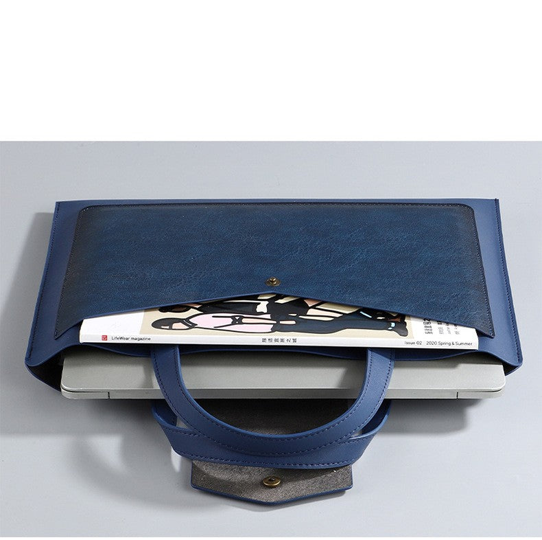 Large Capacity PU Leather Business Document Holder Bag Briefcase With Carrying Handle