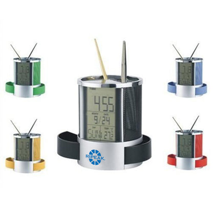 Creative Pen Holder Digital Thermometer Clock