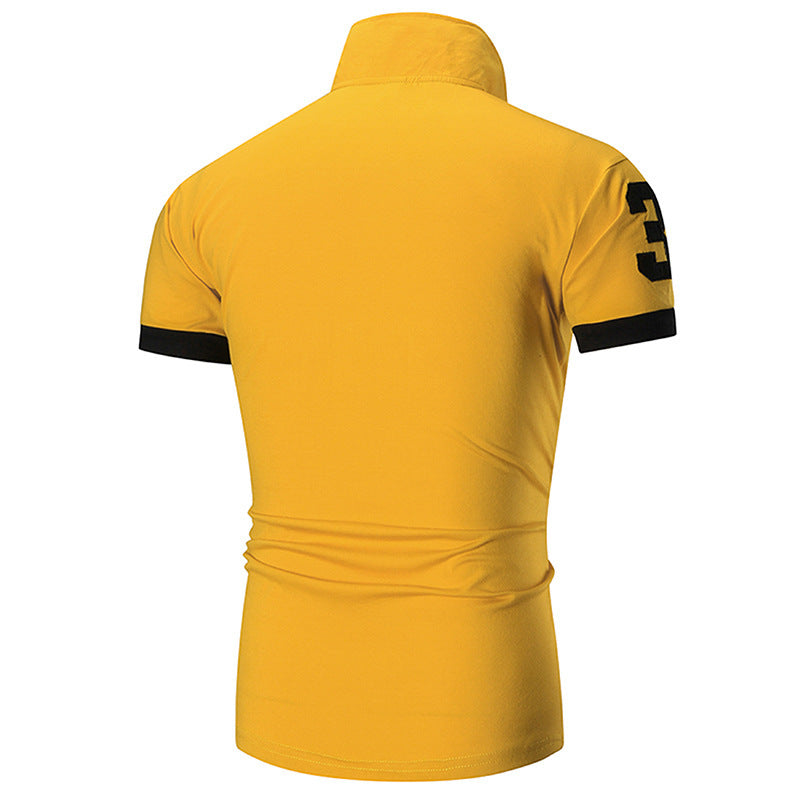 Men's Regular-fit Short-Sleeve Polyester Lapel Polo Shirt