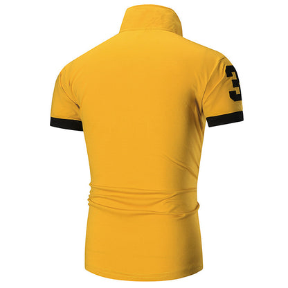 Men's Regular-fit Short-Sleeve Polyester Lapel Polo Shirt