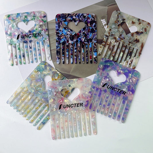 Portable Fashionable Love Acetate Hair Comb Travel Comb for Women