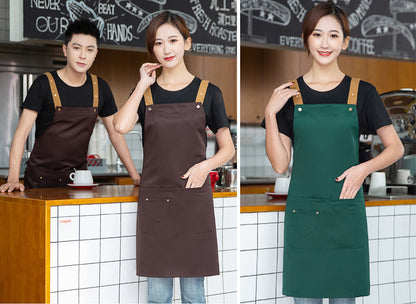 Unisex Canvas Bib Apron for Kitchen Crafting BBQ Outdoors(Model C)