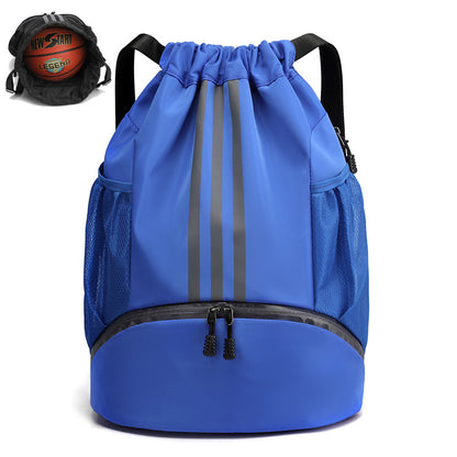 13 x 19" Waterproof Drawstring Backpack with Shoes Compartment, Large Capacity Sports Training Bag