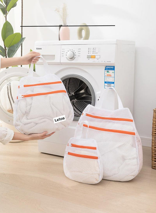 20x20" Portable Double Zippered Mesh Laundry Bags Laundry Wash Bags for Delicates-Woven Label