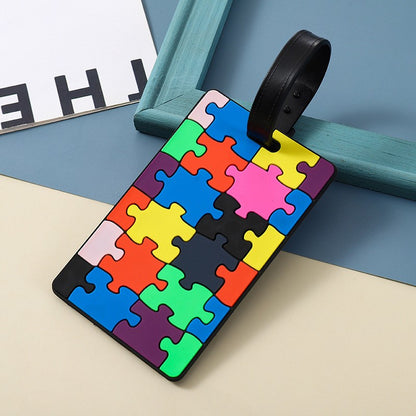 Geometric Shapes Raised 3D Soft PVC Luggage Tag For Suitcase Travel Baggage Identification
