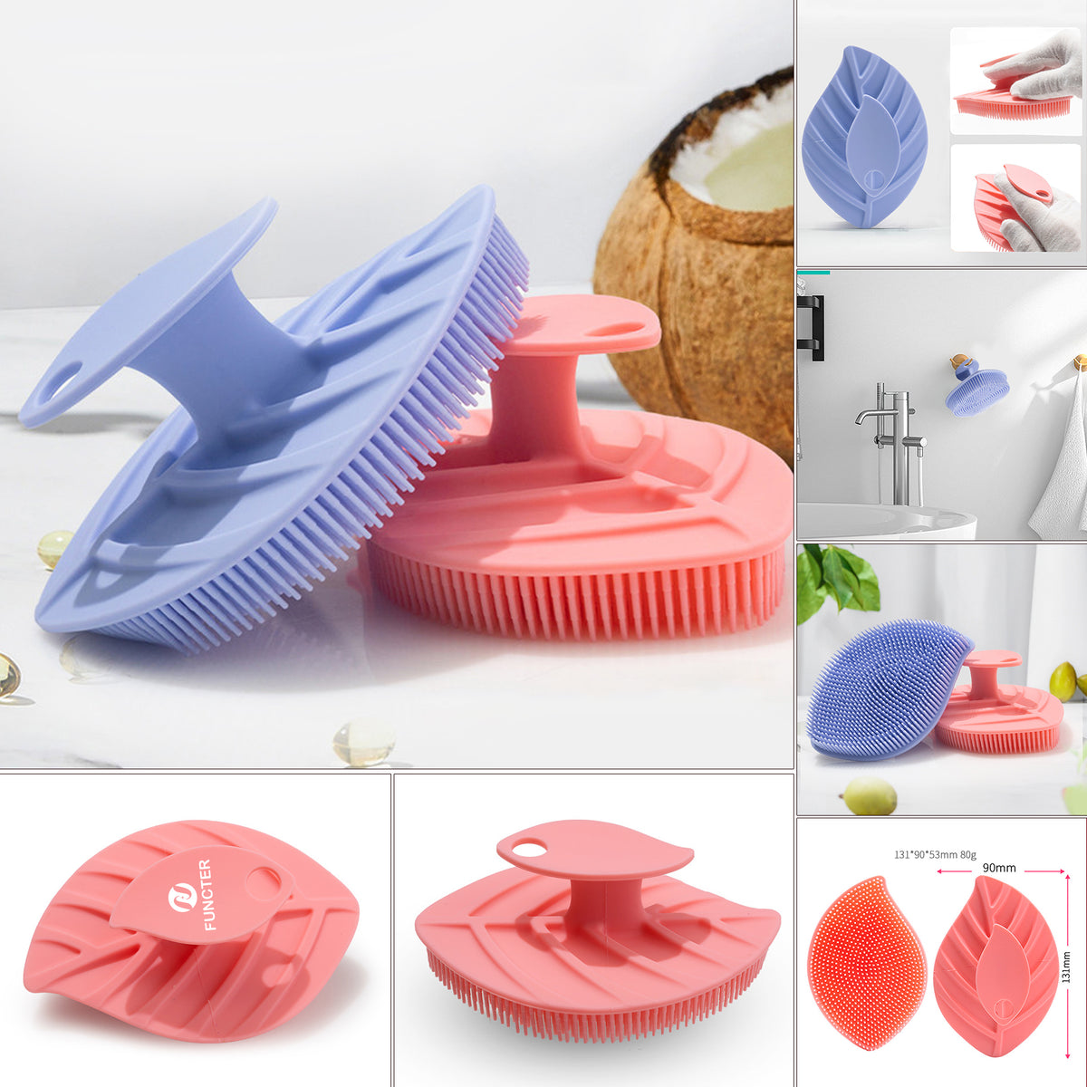 Silicone Body Scrubber Leaf Shaped Shower Brush Body Exfoliator Body Cleansing
