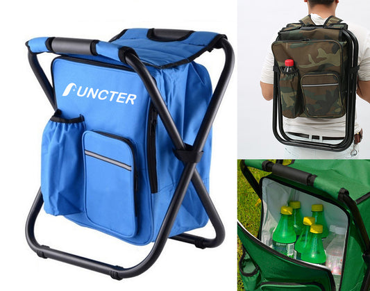 Folding Stool Backpack Chair Insulated Cooler Bag