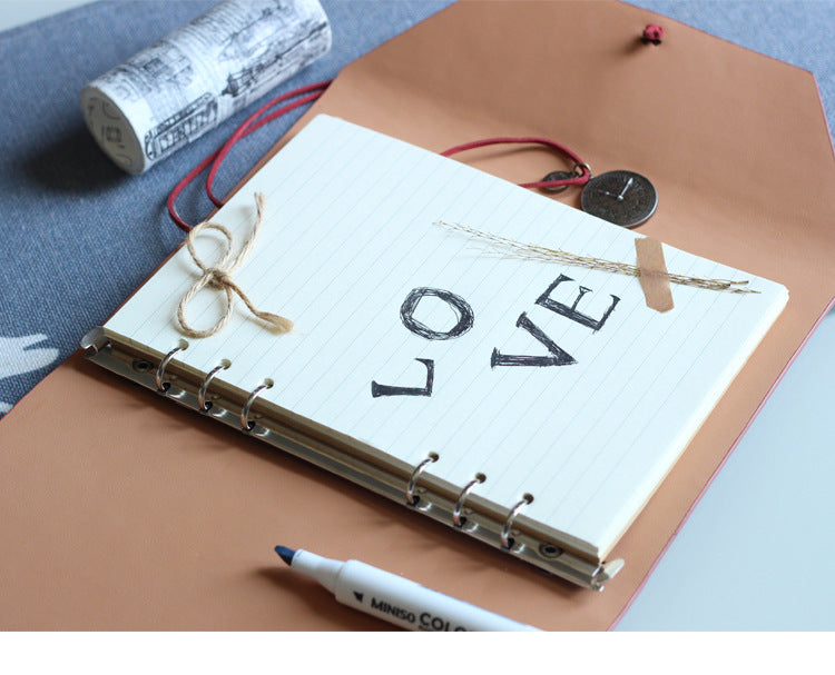 A5 PU Leather Notebook With Flap Cover Journal Business Notebook Rope Closure